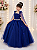 Vestido Infantil Longo Azul Royal Aplique Borboletas Festas - Imagem 2