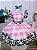 Vestido Infantil Xadrez Branco Rosa Fazendinha Vaquinha Laço - Imagem 2
