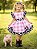 Vestido Infantil Xadrez Branco Rosa Fazendinha Vaquinha Laço - Imagem 1