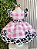 Vestido Infantil Xadrez Branco Rosa Fazendinha Vaquinha Laço - Imagem 16