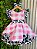 Vestido Infantil Xadrez Branco Rosa Fazendinha Vaquinha Laço - Imagem 19
