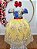 Vestido Infantil Princesa Maça Renda Metalizada Dourada - Imagem 1