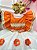 Vestido Infantil Laranja Com Apliques de Flores Festas - Imagem 2