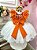 Vestido Infantil Laranja Com Apliques de Flores Festas - Imagem 3