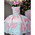 Vestido Infantil Luxo Festa Princesa Elegante Floral Azul - Imagem 8