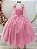 Vestido Infantil Longo Rosa Chiclete Formatura Borboletas Festas - Imagem 3