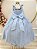 Vestido Infantil Longo Azul Aplique de Borboletas Festas - Imagem 3
