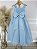Vestido Infantil Longo Azul Aplique de Borboletas Festas - Imagem 5