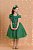 Vestido Infantil de Alça Verde Saia Glitter e Broche Festas - Imagem 2