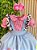 Vestido Infantil Fazendinha Rosa E Azul Safari Luxo Festas - Imagem 4