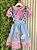 Vestido Infantil Fazendinha Rosa E Azul Safari Luxo Festas - Imagem 3
