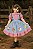 Vestido Infantil Fazendinha Rosa E Azul Safari Luxo Festas - Imagem 1