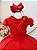 Vestido Infantil Vermelho Busto Nervura Formaturas Festa - Imagem 3