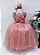 Vestido Infantil Rosé Renda e Tule com Brilho Daminhas - Imagem 2