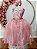 Vestido Infantil Rosé Renda e Tule com Brilho Daminhas - Imagem 1