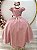 Vestido Infantil Longo Rose Busto Nervura Festas Daminhas - Imagem 1