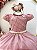 Vestido Infantil Longo Rose Busto Nervura Festas Daminhas - Imagem 3