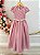 Vestido Infantil Longo Rose Busto Nervura Festas Daminhas - Imagem 5