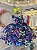 Vestido Infantil Azul Marinho Neon com Broche de Laço Luxo - Imagem 1