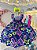 Vestido Infantil Azul Marinho Neon com Broche de Laço Luxo - Imagem 3