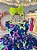 Vestido Infantil Azul Marinho Neon com Broche de Laço Luxo - Imagem 4
