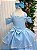 Vestido Infantil Longo Azul Bebê Babados Festa Daminha - Imagem 3
