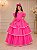 Vestido Infantil Longo Rosa Chiclete Babados Festa Daminha - Imagem 1