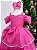 Vestido Infantil Longo Rosa Chiclete Babados Festa Daminha - Imagem 5