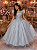 Vestido Infantil Prata Longo Luxo Festa Daminha Casamento - Imagem 1