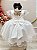 Vestido Infantil Off White Xadrez Strass Casamento com Bolero - Imagem 6
