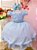 Vestido Infantil Azul Bebê Cinto de Pérolas Festa Luxo - Imagem 1