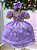 Vestido Infantil Princesa Lilas Realeza Festa Aniversario com Bolsinha - Imagem 3