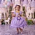 Vestido Infantil Princesa Lilas Realeza Festa Aniversario com Bolsinha - Imagem 7