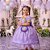 Vestido Infantil Princesa Lilas Realeza Festa Aniversario com Bolsinha - Imagem 2