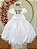 Vestido Infantil Branco Acetinado Daminha Festas Luxo - Imagem 4