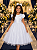 Vestido Infantil Branco Acetinado Daminha Festas Luxo - Imagem 1