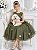 Vestido Infantil Verde Oliva Midi Formatura Festas Luxo - Imagem 4
