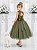 Vestido Infantil Verde Oliva Midi Formatura Festas Luxo - Imagem 5