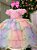 Vestido Infantil Arco-íris Luxo Princesa Festa Tule Colorido - Imagem 1