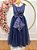 Vestido Infantil Longo Azul Marinho Formatura Daminha Festas Luxo - Imagem 4