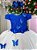 Vestido Infantil Jardim das Borboletas Midi Azul Royal E Off - Imagem 5