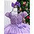 Vestido Infantil Lilas Longo Princesa Com Saia Tule Festa - Imagem 6