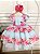 Vestido Infantil Azul Bebê Florido Primavera Cinto Pérolas - Imagem 5