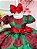 Vestido Infantil Verde Florido de Rosas Natal - Imagem 3
