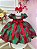 Vestido Infantil Verde Florido de Rosas Natal - Imagem 4