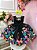 Vestido Infantil Preto Jardim das Borboletas Efeito Neon Luxo - Imagem 5