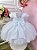 Vestido Infantil Branco Busto Strass e Saia com Glitter - Imagem 5