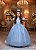 Vestido Infantil Formatura Azul Bebê Longo Glitter Dama - Imagem 1