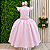 Vestido Infantil Rosa Busto Nervura Daminhas Luxo - Imagem 1