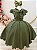 Vestido Infantil Verde Oliva Busto Nervura Formaturas Damas - Imagem 2